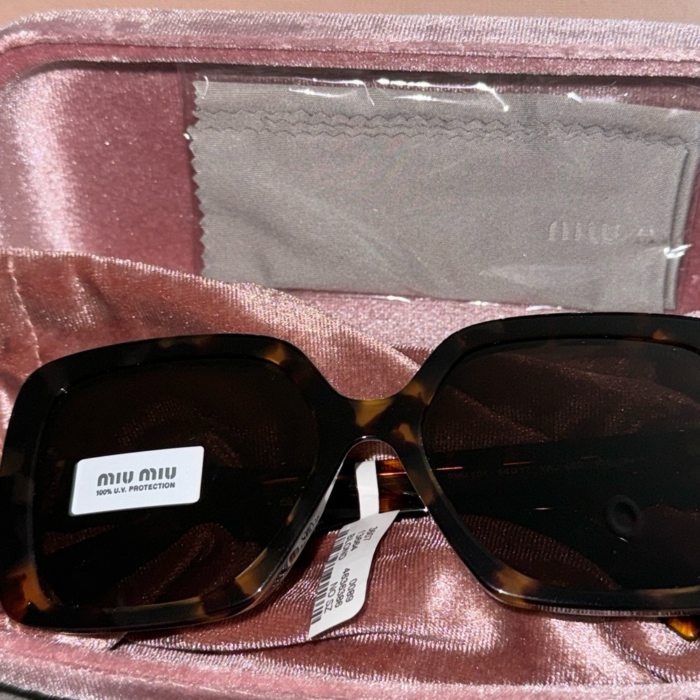 Miu Miu Brown Square Frame Sunglasses